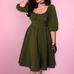 Michelle Pitt olive green vacation dress